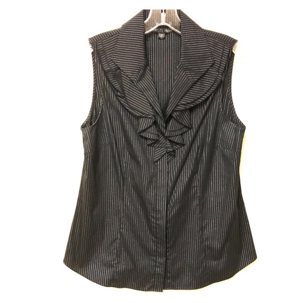 Lafayette 148 Ruffle Top Sleeveless Blouse 10